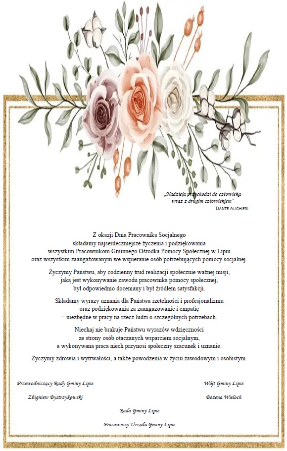Życzenia z okazji Dnia Pracownika Socjalnego