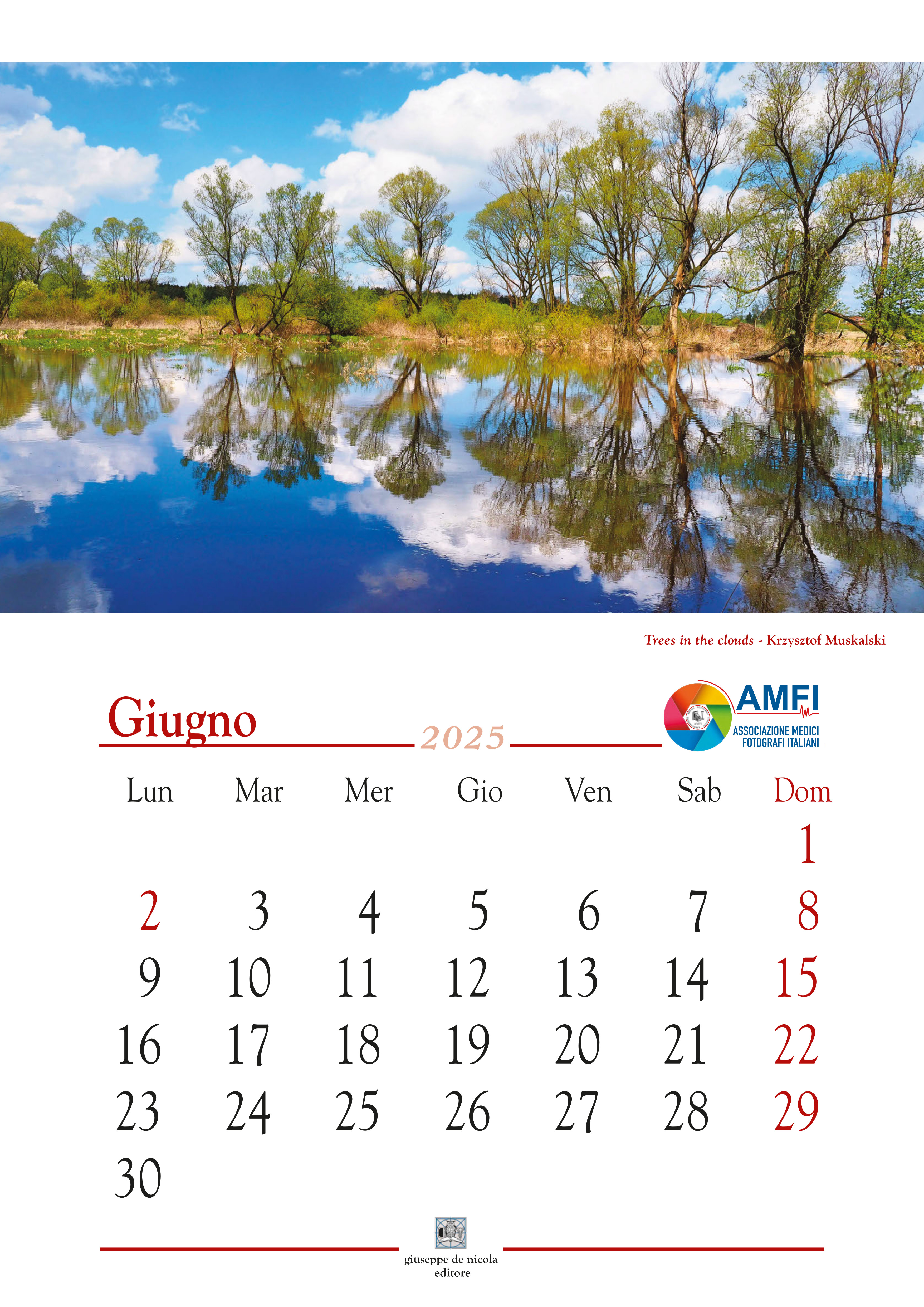 Strona kalendarza Włoskiego Towarzystwa Lekarzy Fotografów z fotografią Liswarty w Troninach.