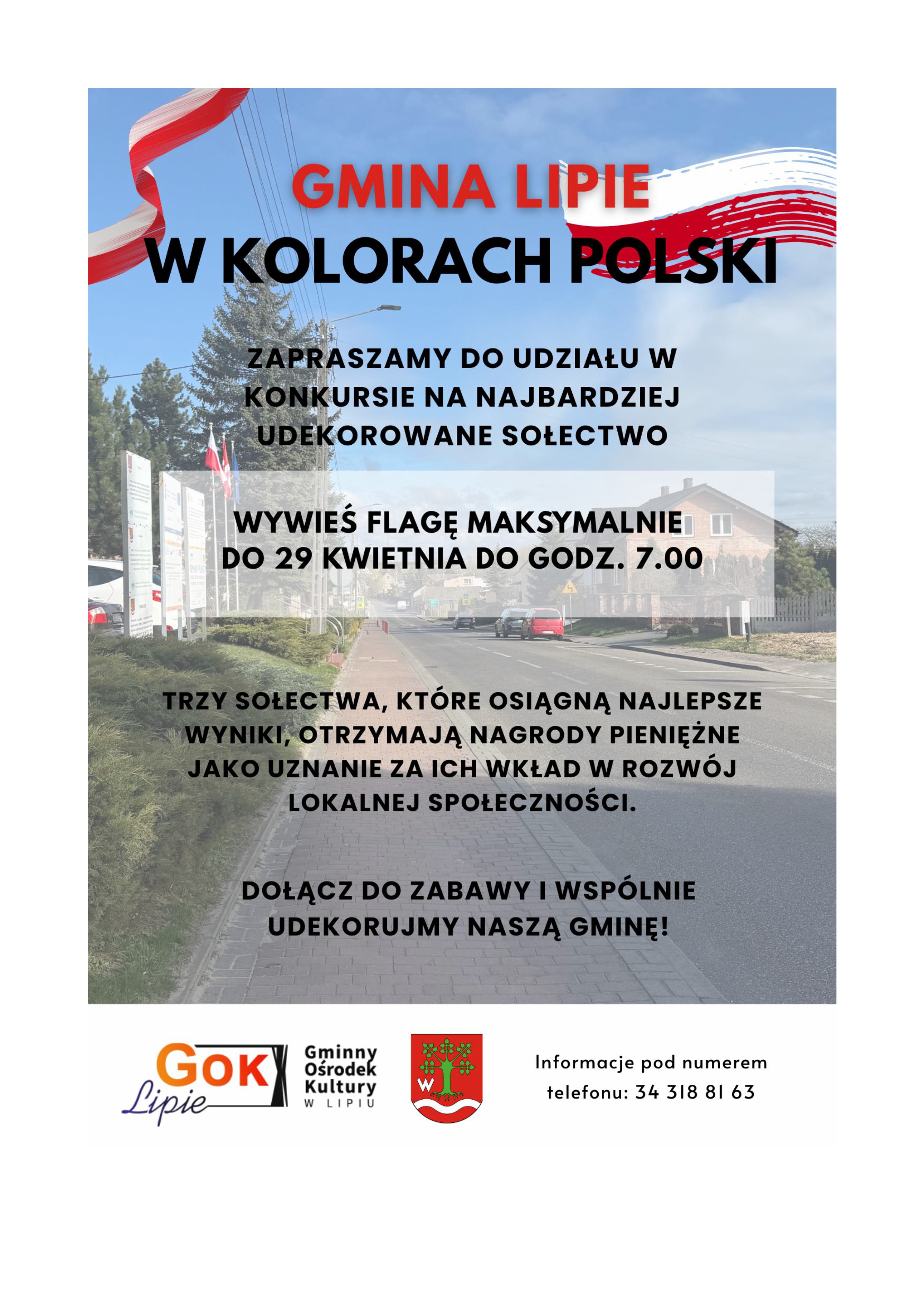 konkurs na najbardziej udekorowane flagami sołectwo Gminy Lipie