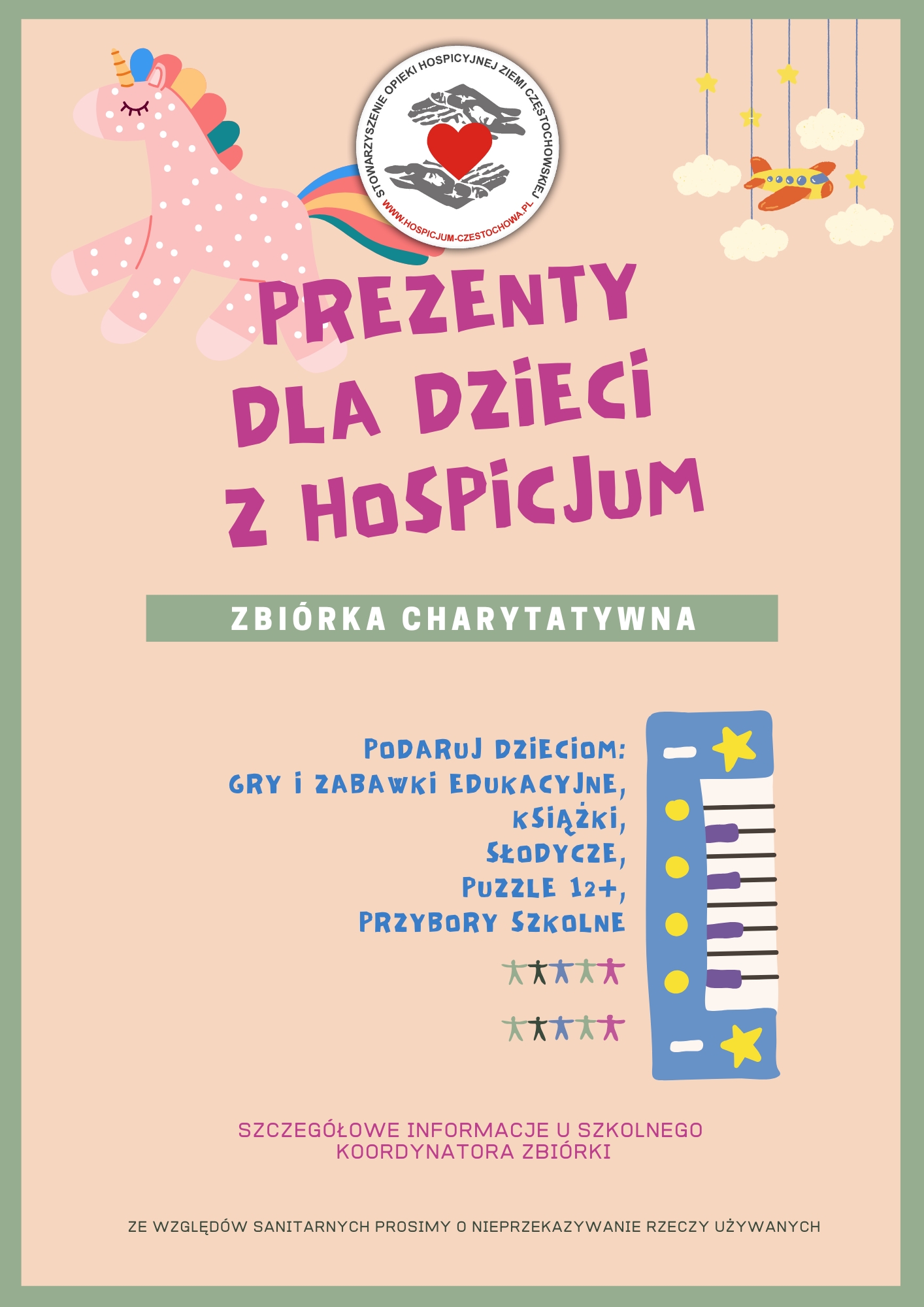 Plakat prezenty dla dzieci z hospicjum