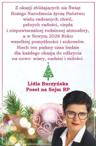 Życzenia od Posła na Sejm RP Lidii Burzyńskiej