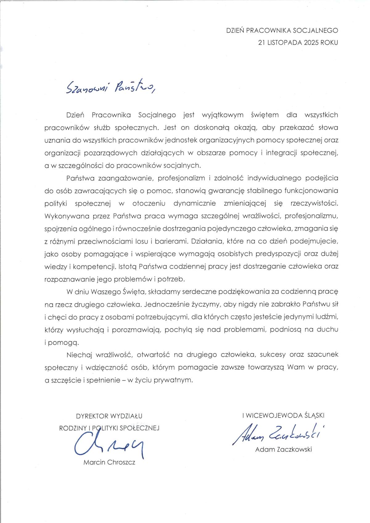 Życenia z okazji Dnia Pracownika Socjalnego