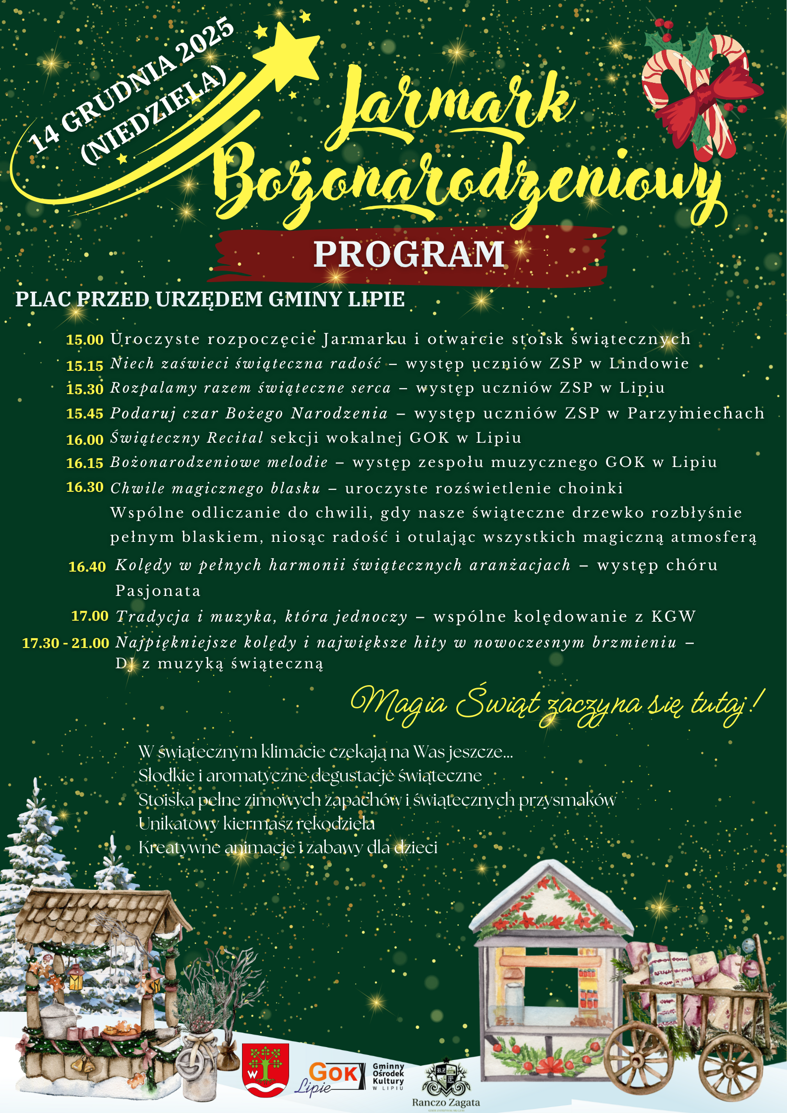 Plakat zapraszający na Jarmark Bożonarodzeniowy w Lipiu