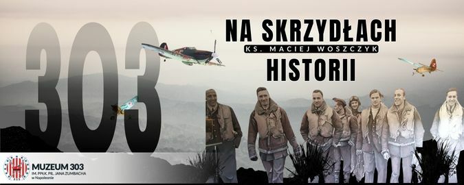 Grafika promująca audycje radiowe „Na skrzydłach historii”.