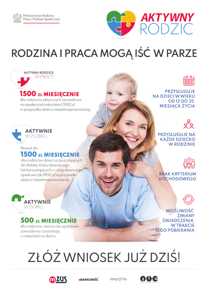 Plakat promocyjny programu „Aktywni Rodzice”