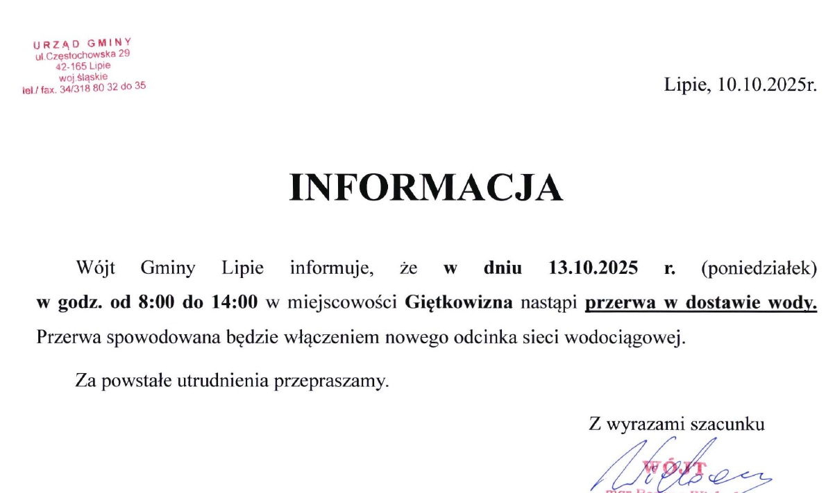 Przerwa w dostawie wody