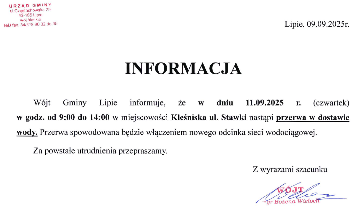 Przerwa w dostawie wody