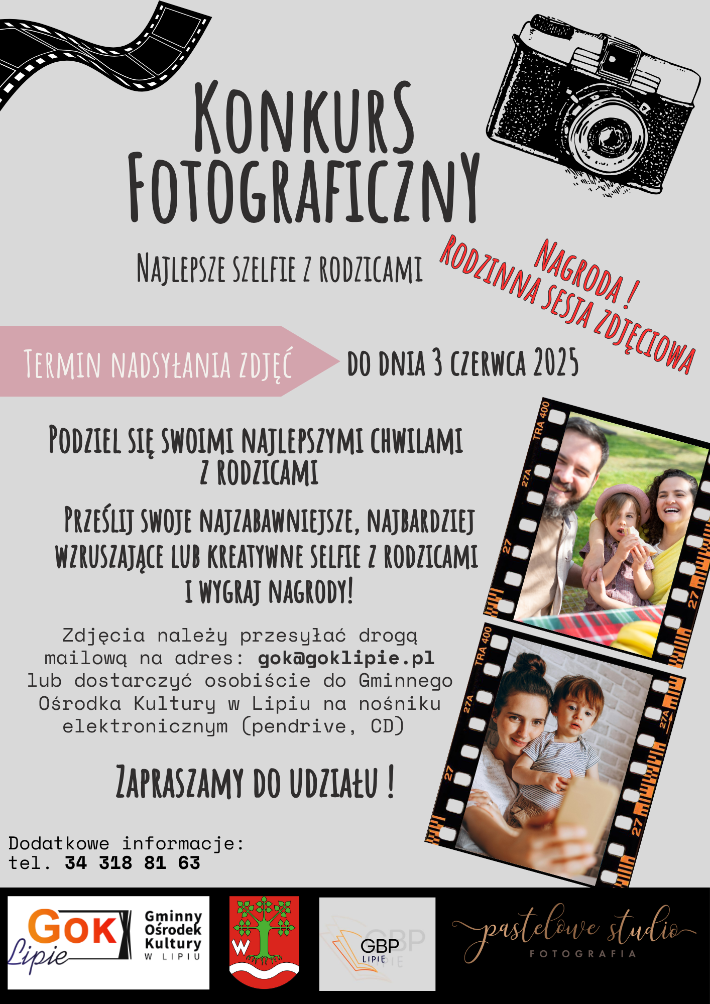 konkurs fotograficzny na najlepsze selfi z rodzicami. 