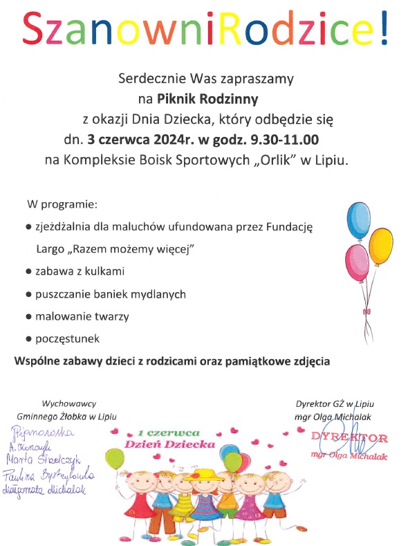 Piknik rodzinny z okazji Dnia Dziecka na Kompleksie Boisk Sportowych "Orlik" w Lipiu