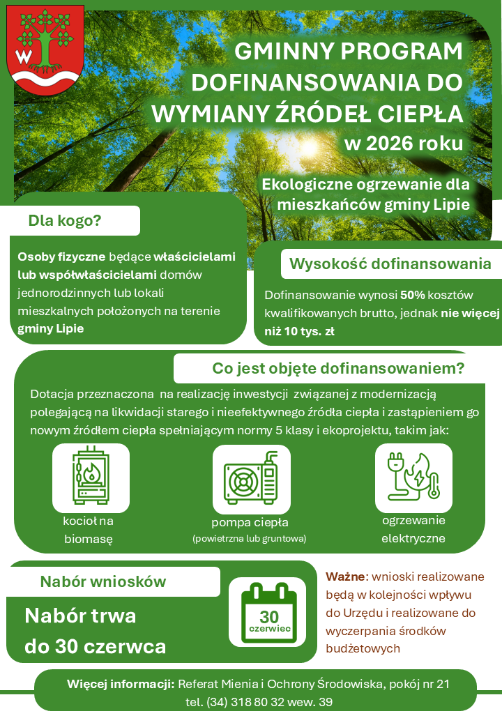 Gminny program dofinansowania do wymiany źródeł ciepła
