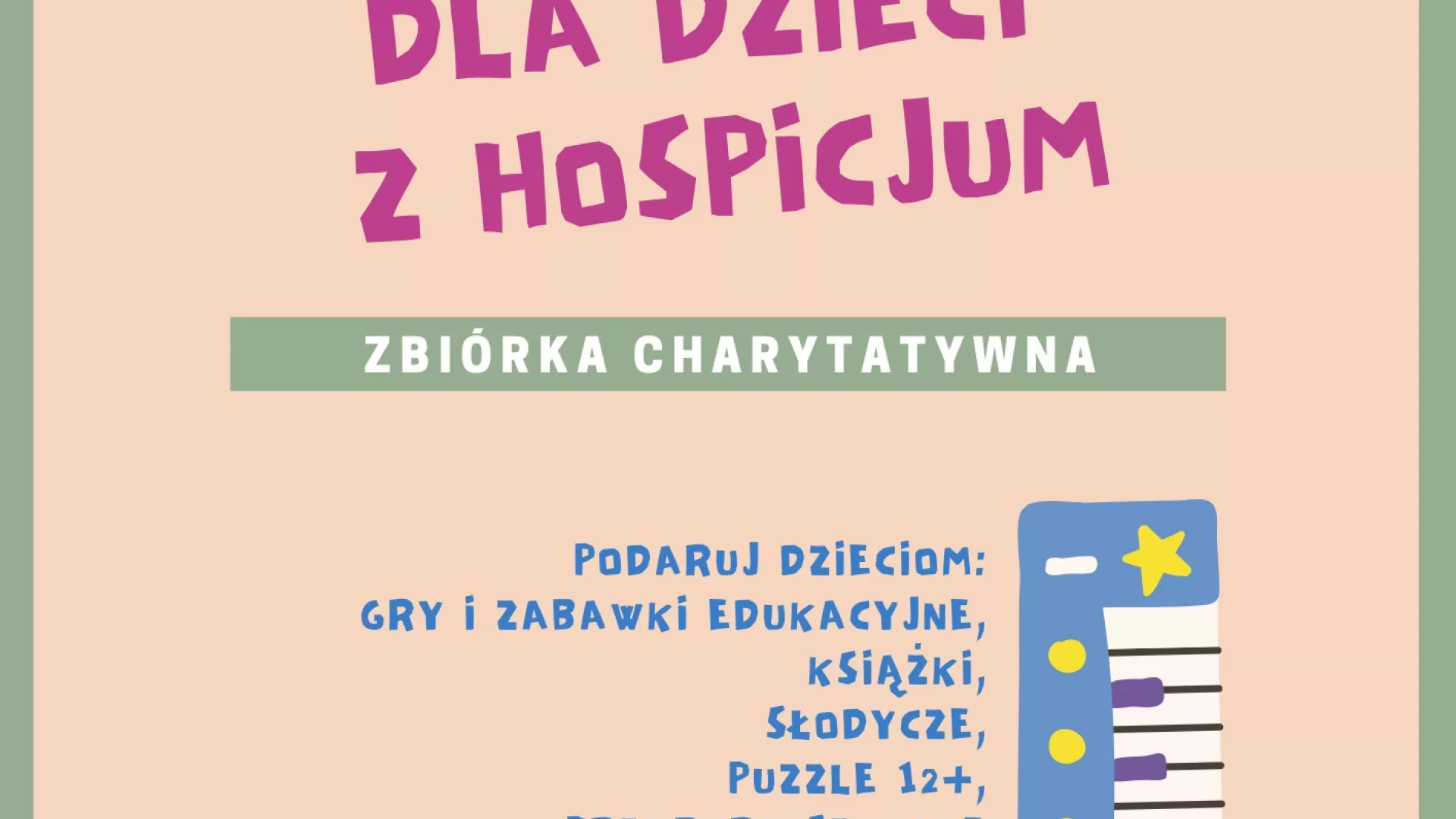 Plakat prezenty dla dzieci z hospicjum
