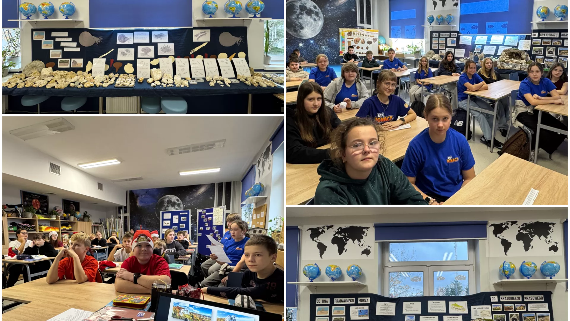 Kolaż zdjęć z realizacji projektu w szkole