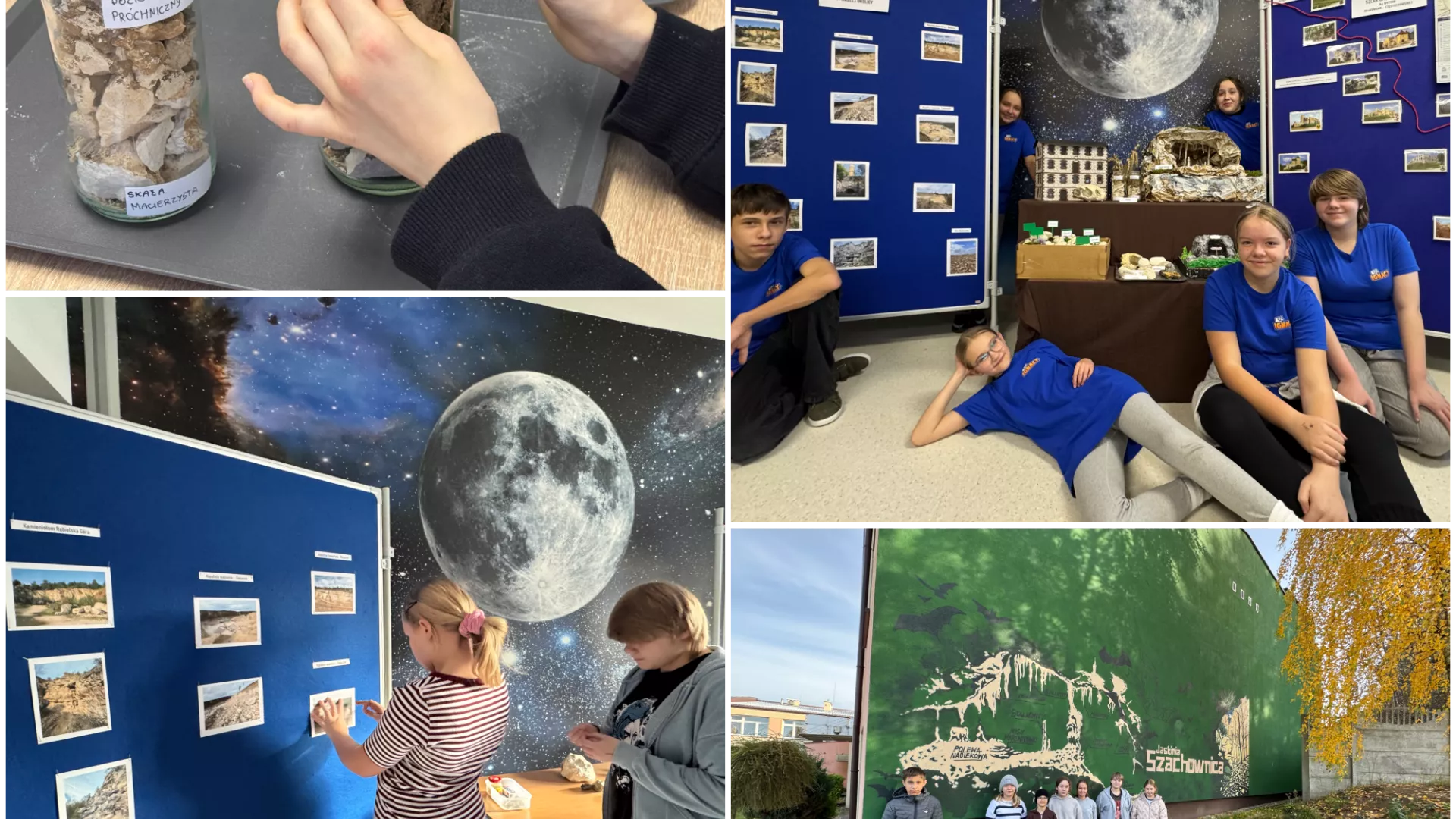 Kolaż zdjęć z realizacji projektu w szkole