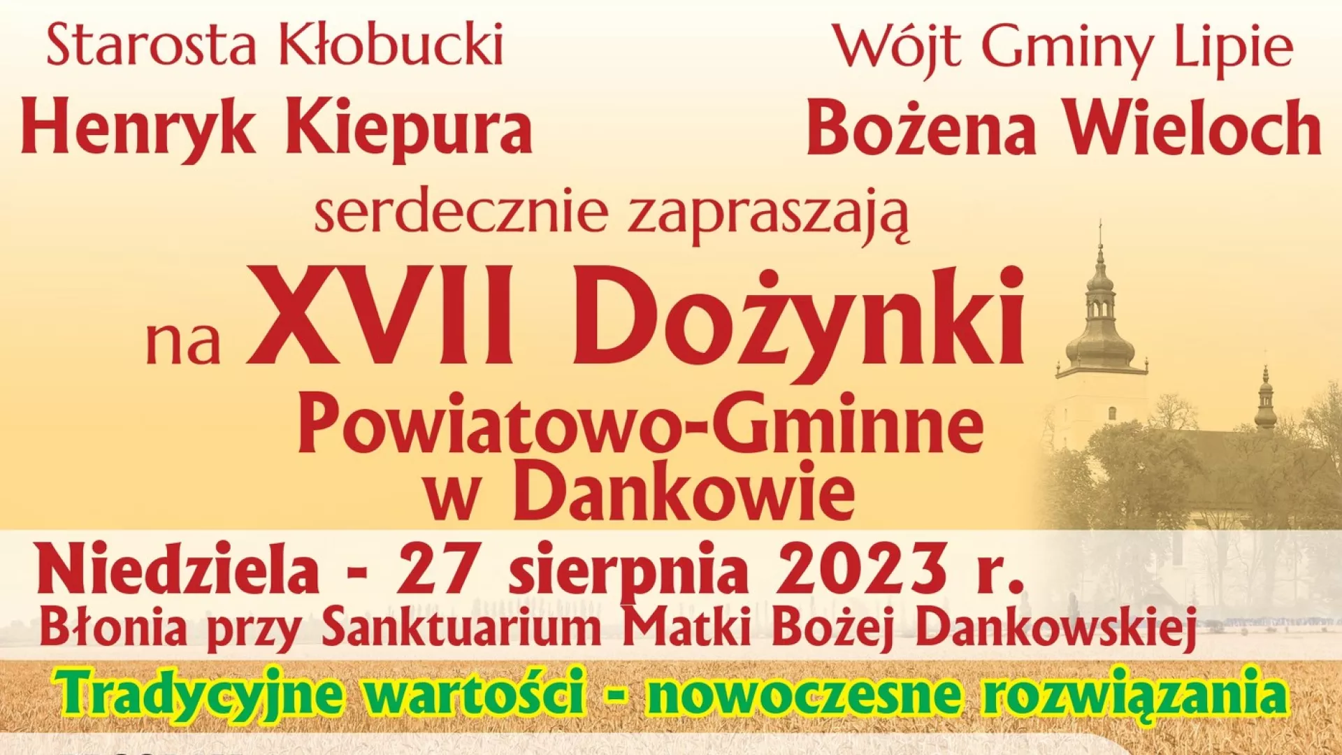 Plakat z programem Powiatowo-Gminnych Dożynek w Dankowie.