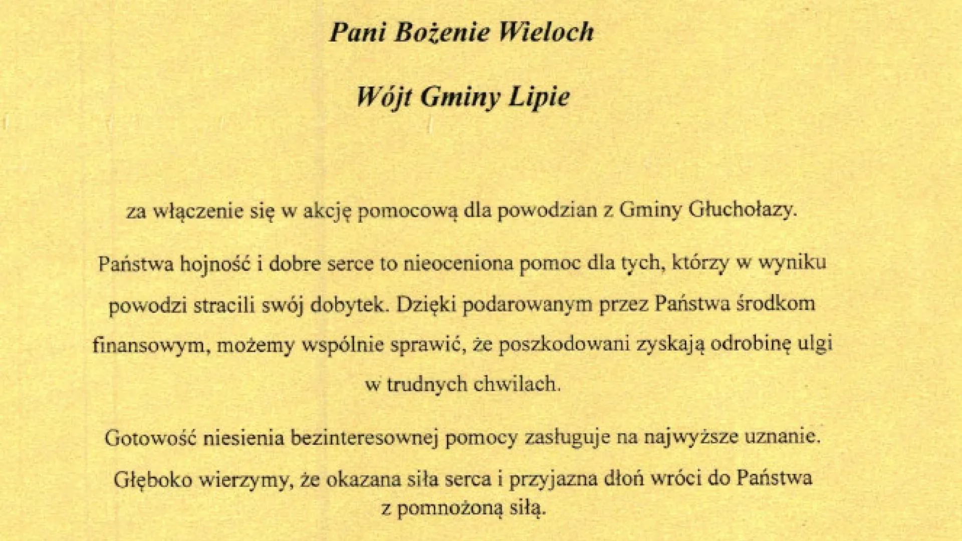 Podziękowania z gminy Głuchołazy