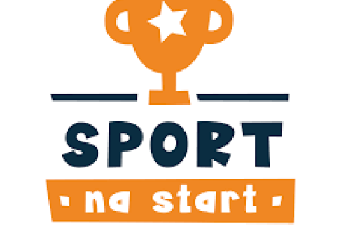 Logo Fundacji Banku Gospodarstwa Krajowego oraz programu "Sport na start" realizowanego w Zespole Szkolno - Przedszkolnym w Lipiu.