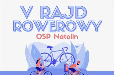 Rowery oraz napis "V RAJD ROWEROWY"