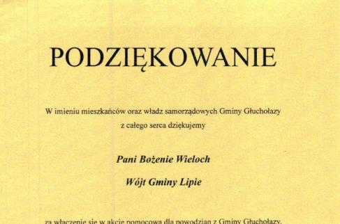 Podziękowania z gminy Głuchołazy