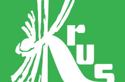 Logo KRUS- zielone tło z białym napisem Krus