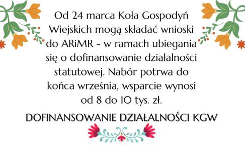 Plakat informujący o dofinansowaniu dla KGW