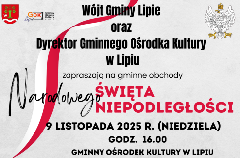 Plakat zapraszający na gminne obchody Narodowego święta Niepodległosci