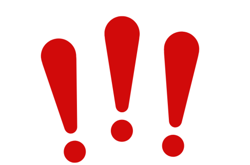 Trzy czerwone wykrzykniki