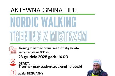 Plakat zapraszający na trening Nordic Walking 28 grudnia