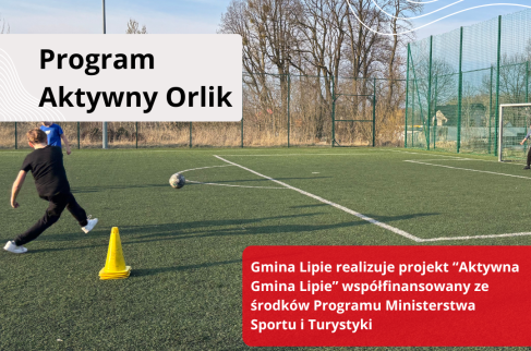 Grafika informująca o dofinansowaniu w ramach programu Aktywny Orlik